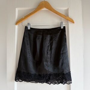 Princess Polly Black Mini Skirt with Lace Hem